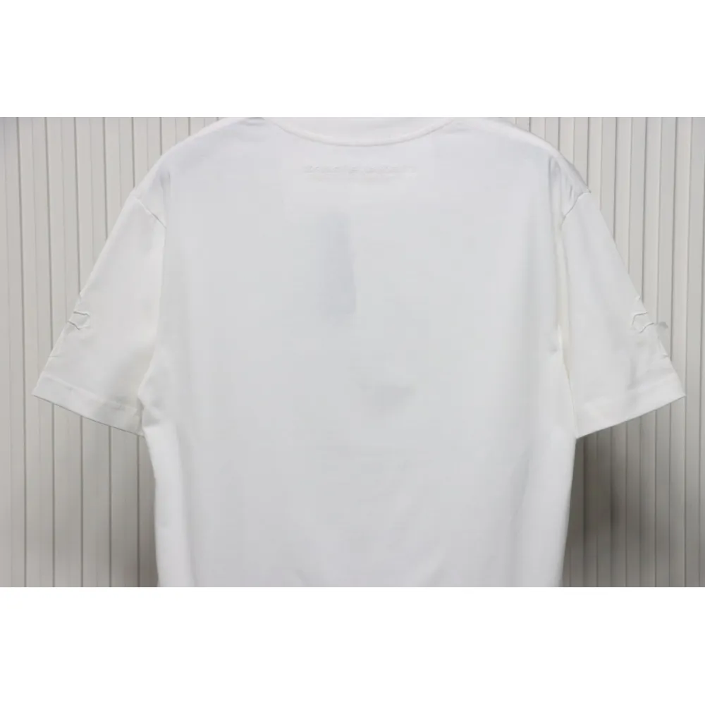 Chrome Hearts Applique Inlaid Silver Cross Embroidered T-shirt White