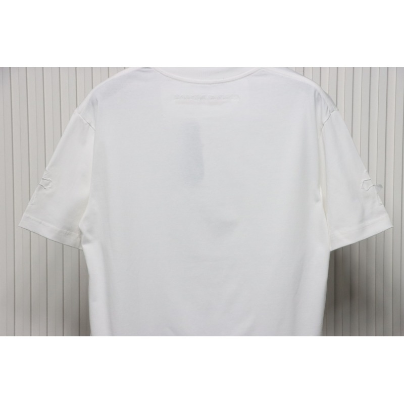 Chrome Hearts Applique Inlaid Silver Cross Embroidered T-shirt White