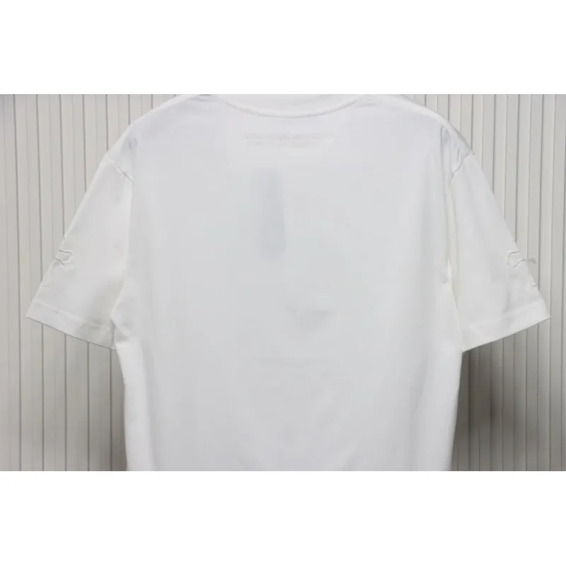 Chrome Hearts Applique Inlaid Silver Cross Embroidered T-shirt White