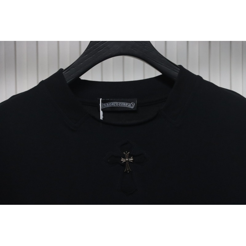 Chrome Hearts Applique Inlaid Silver Cross Embroidered T-shirt Black