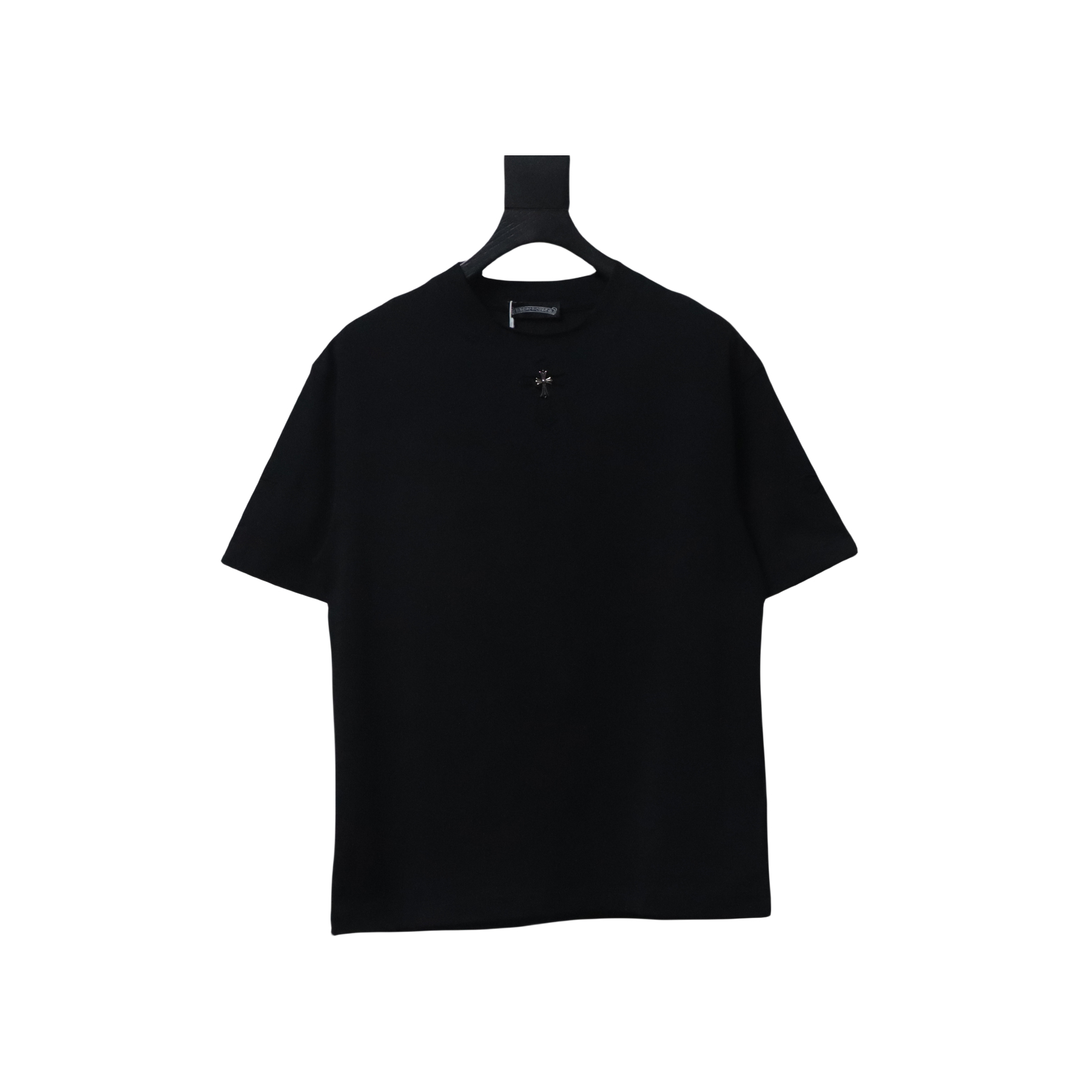 Chrome Hearts Applique Inlaid Silver Cross Embroidered T-shirt Black