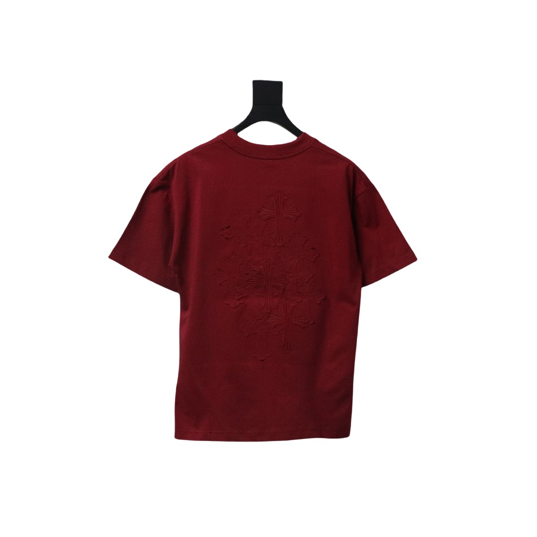 Chrome Hearts Back Overlap Cross Patch Embroidered T-Shirt Deep Crimson