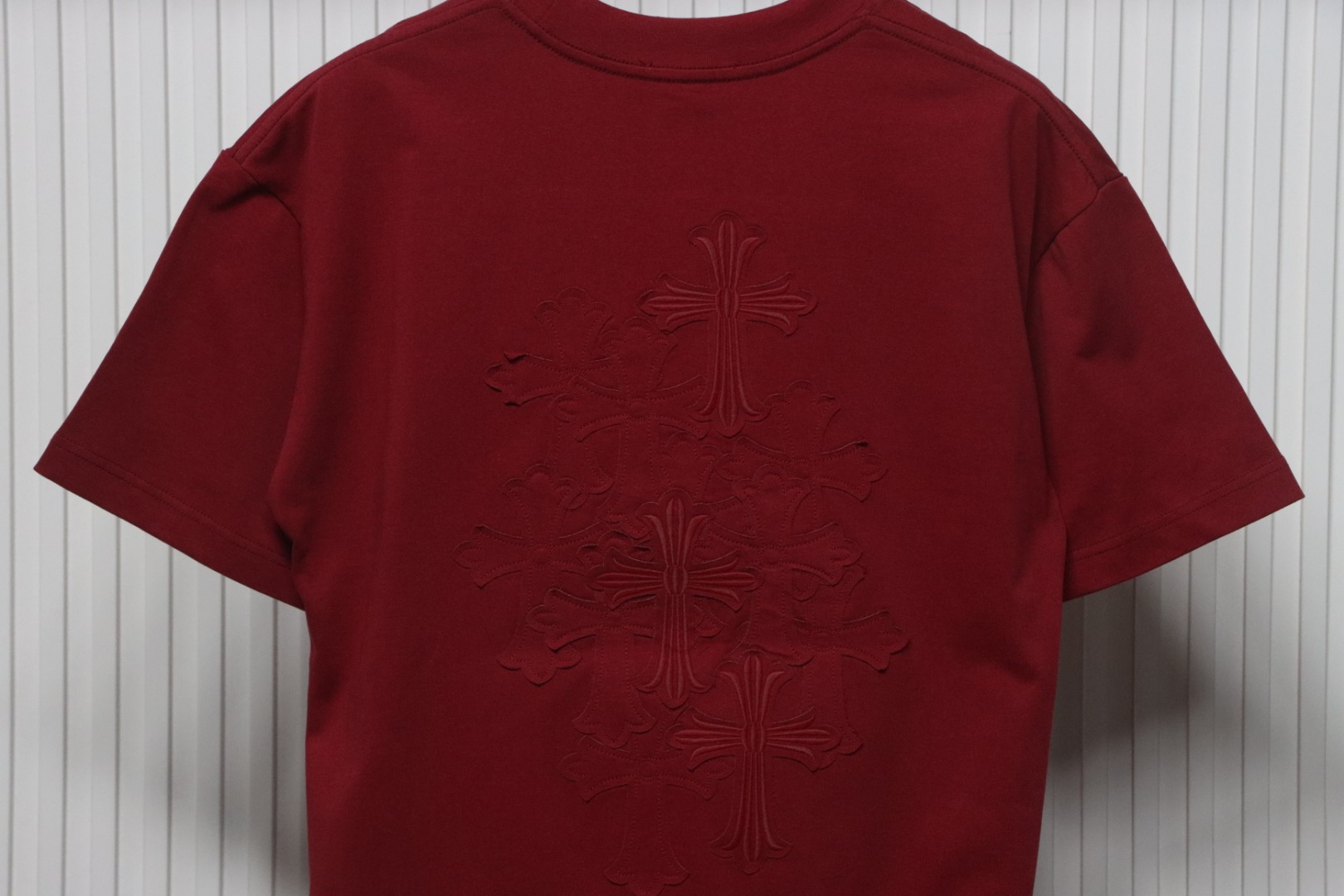 Chrome Hearts Back Overlap Cross Patch Embroidered T-Shirt Deep Crimson