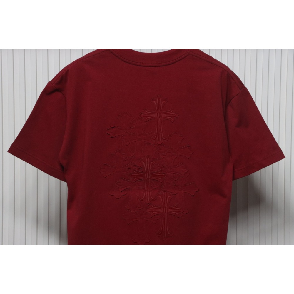 Chrome Hearts Back Overlap Cross Patch Embroidered T-Shirt Deep Crimson