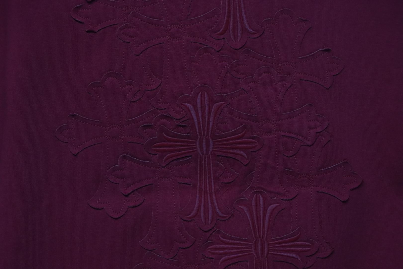 Chrome Hearts Back Overlap Cross Patch Embroidered T-Shirt Deep Crimson