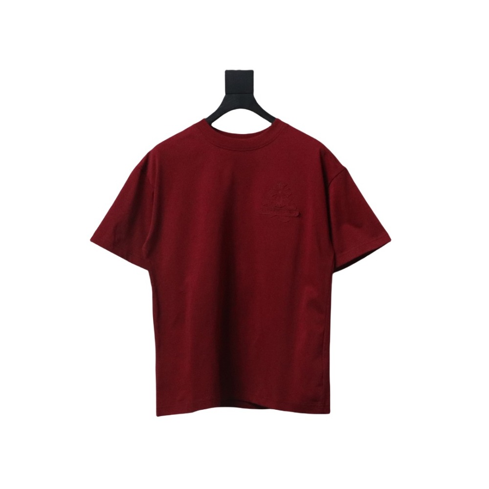 Chrome Hearts Back Overlap Cross Patch Embroidered T-Shirt Deep Crimson
