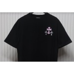 Chrome Hearts Glitter Pink Logo Print T-shirt Black