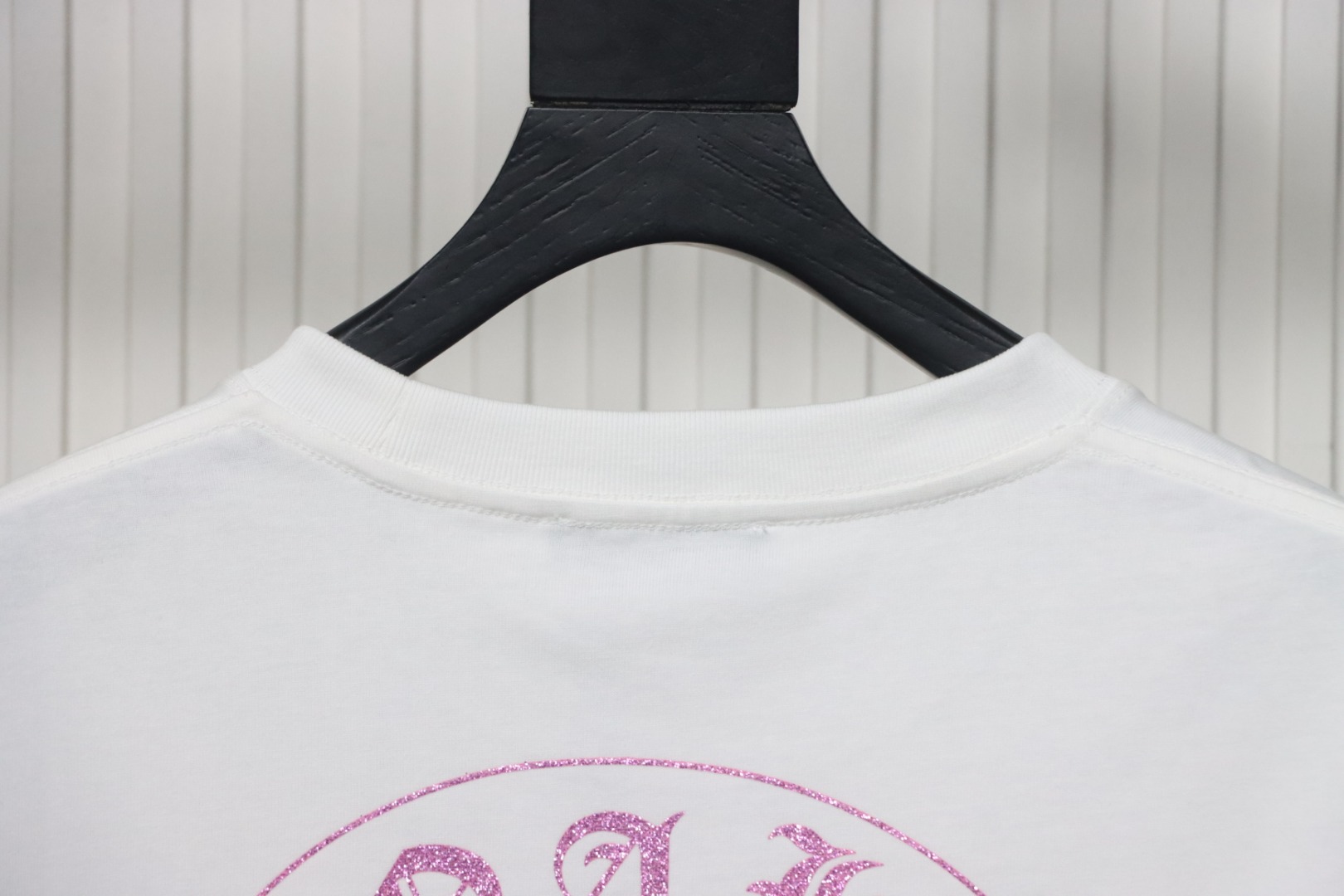 Chrome Hearts Glitter Pink Logo Print T-shirt White