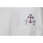 Chrome Hearts Glitter Pink Logo Print T-shirt White