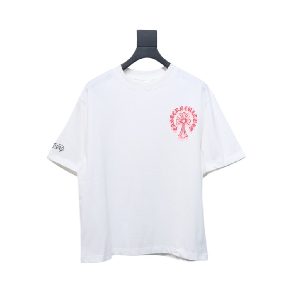 Chrome Hearts Red Horseshoe Logo T-Shirt