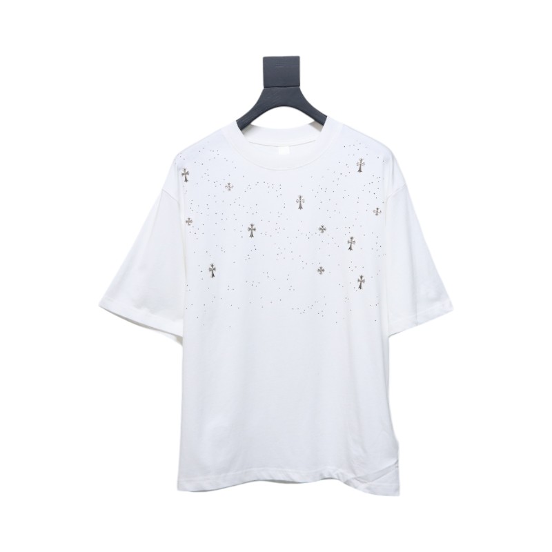 Chrome Hearts White Cross Sequin T-Shirt