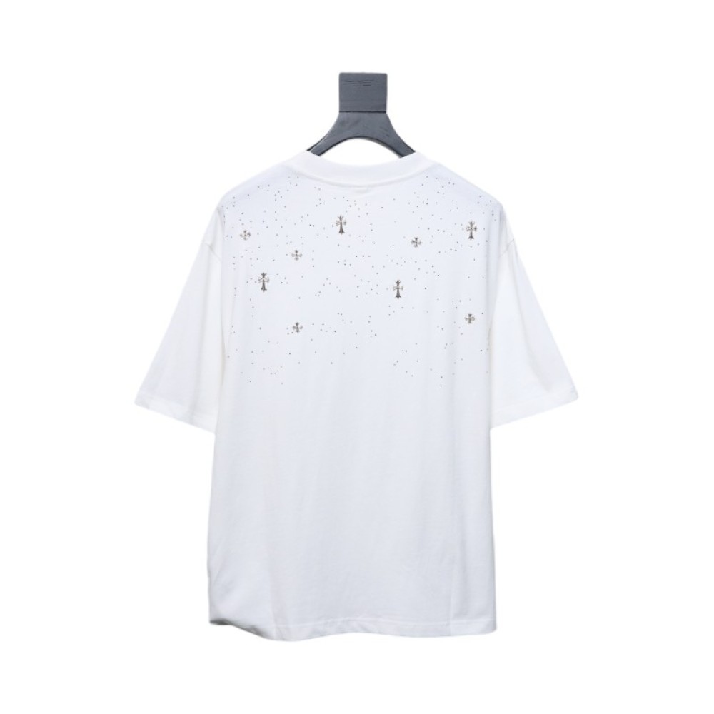 Chrome Hearts White Cross Sequin T-Shirt