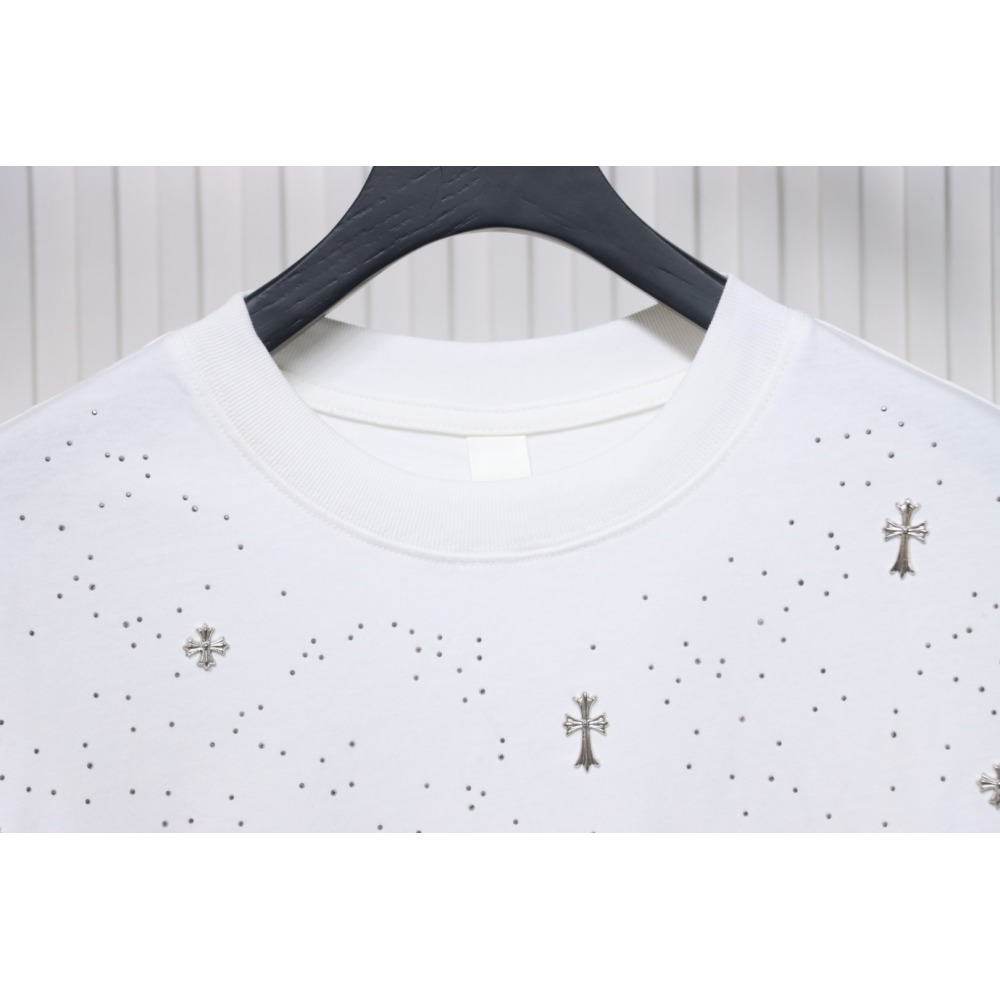 Chrome Hearts White Cross Sequin T-Shirt