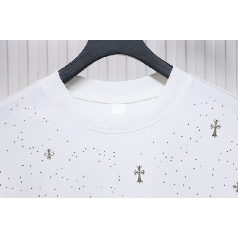 Chrome Hearts White Cross Sequin T-Shirt