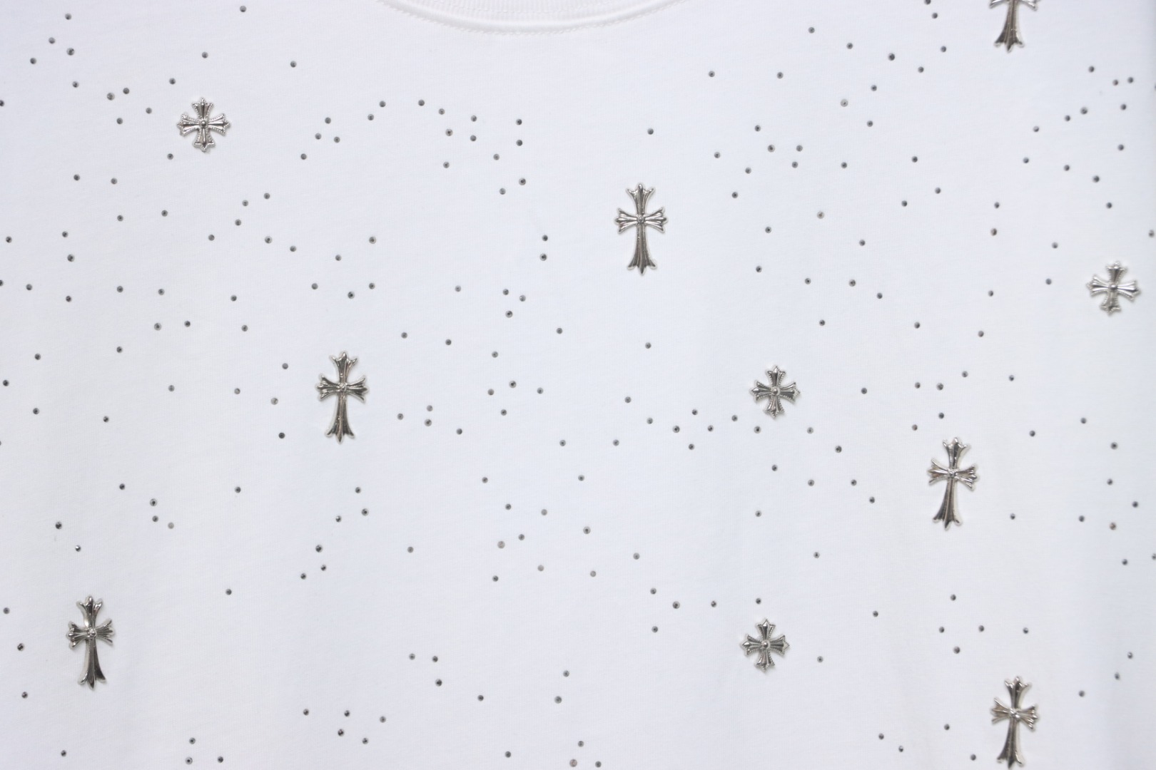 Chrome Hearts White Cross Sequin T-Shirt