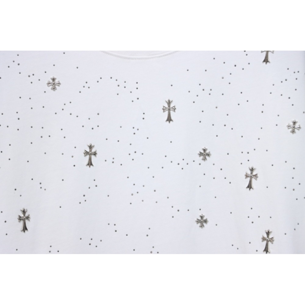 Chrome Hearts White Cross Sequin T-Shirt