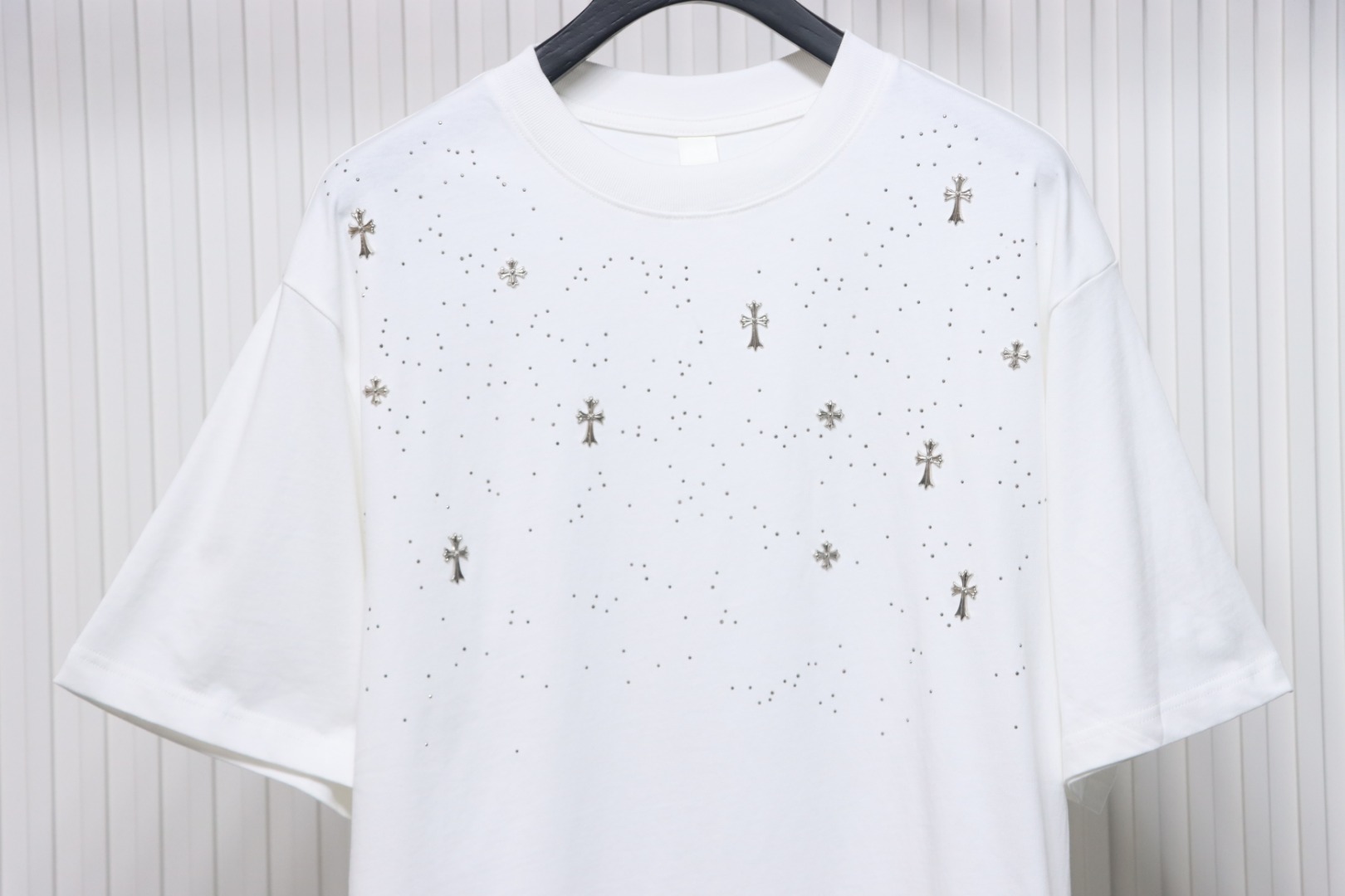Chrome Hearts White Cross Sequin T-Shirt