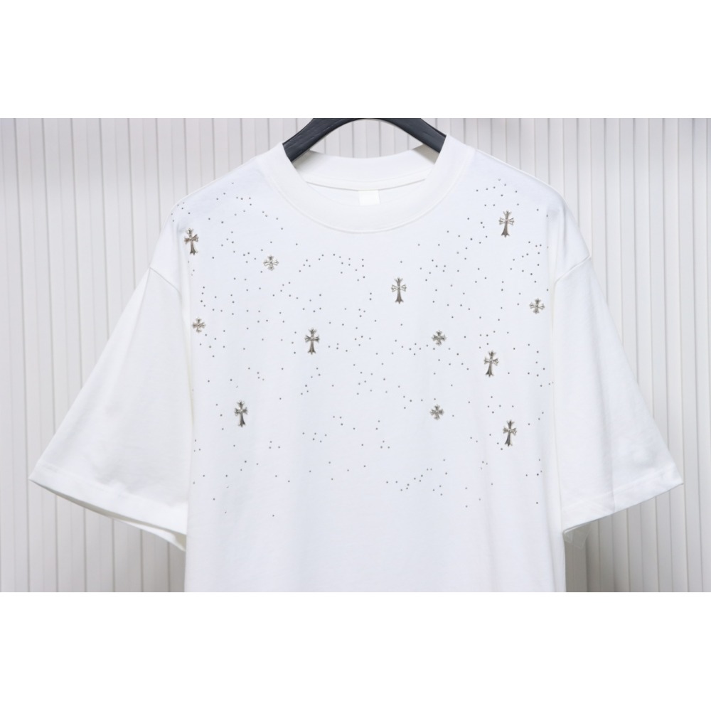 Chrome Hearts White Cross Sequin T-Shirt
