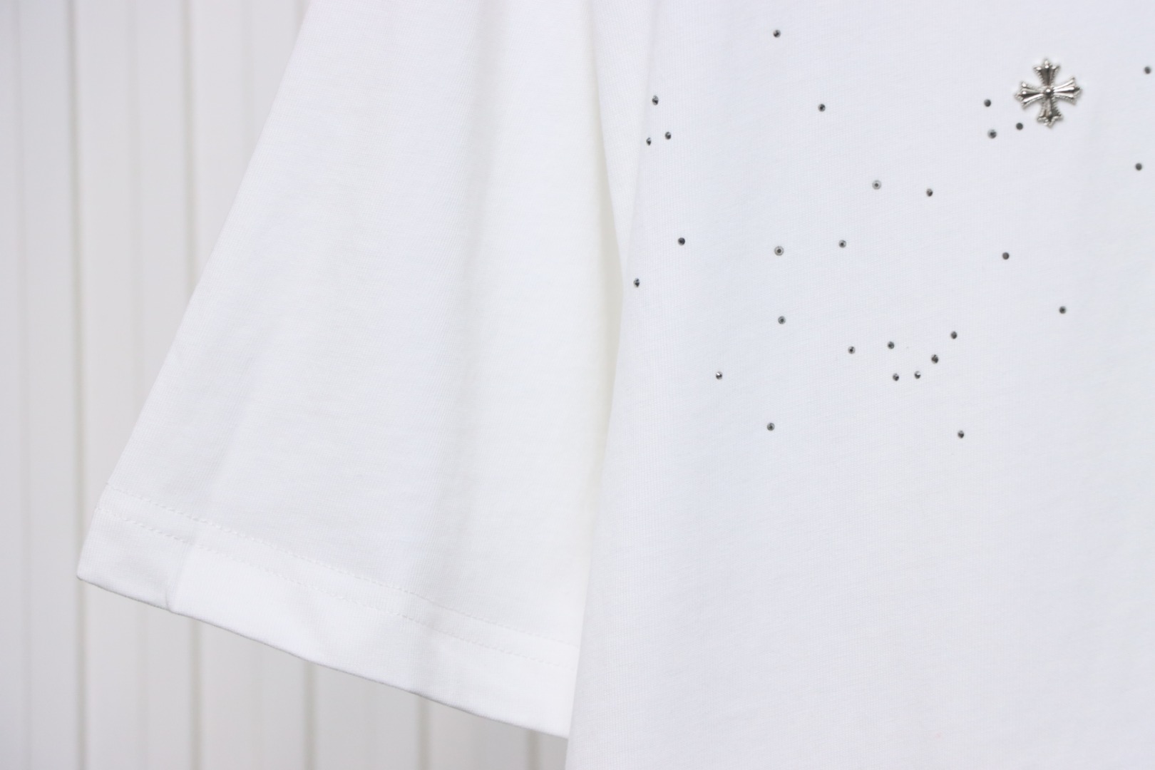 Chrome Hearts White Cross Sequin T-Shirt