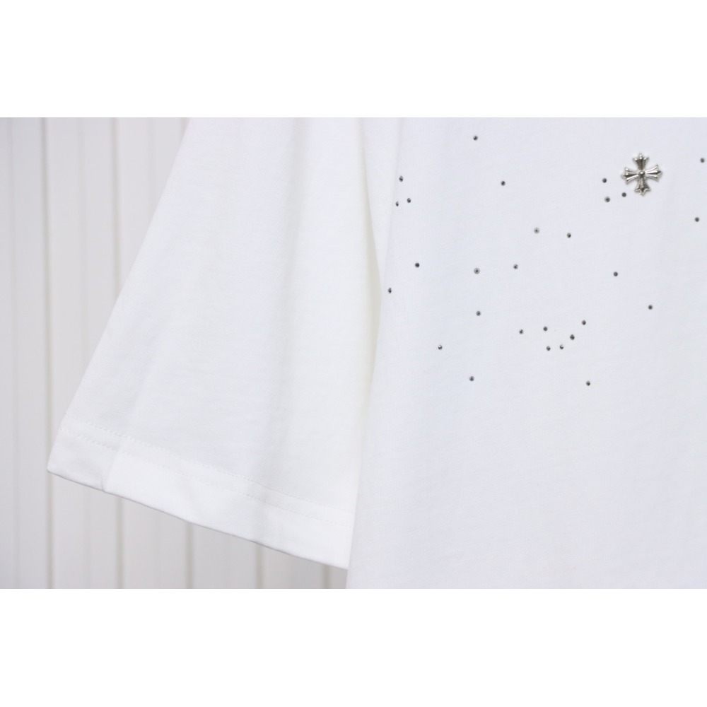 Chrome Hearts White Cross Sequin T-Shirt