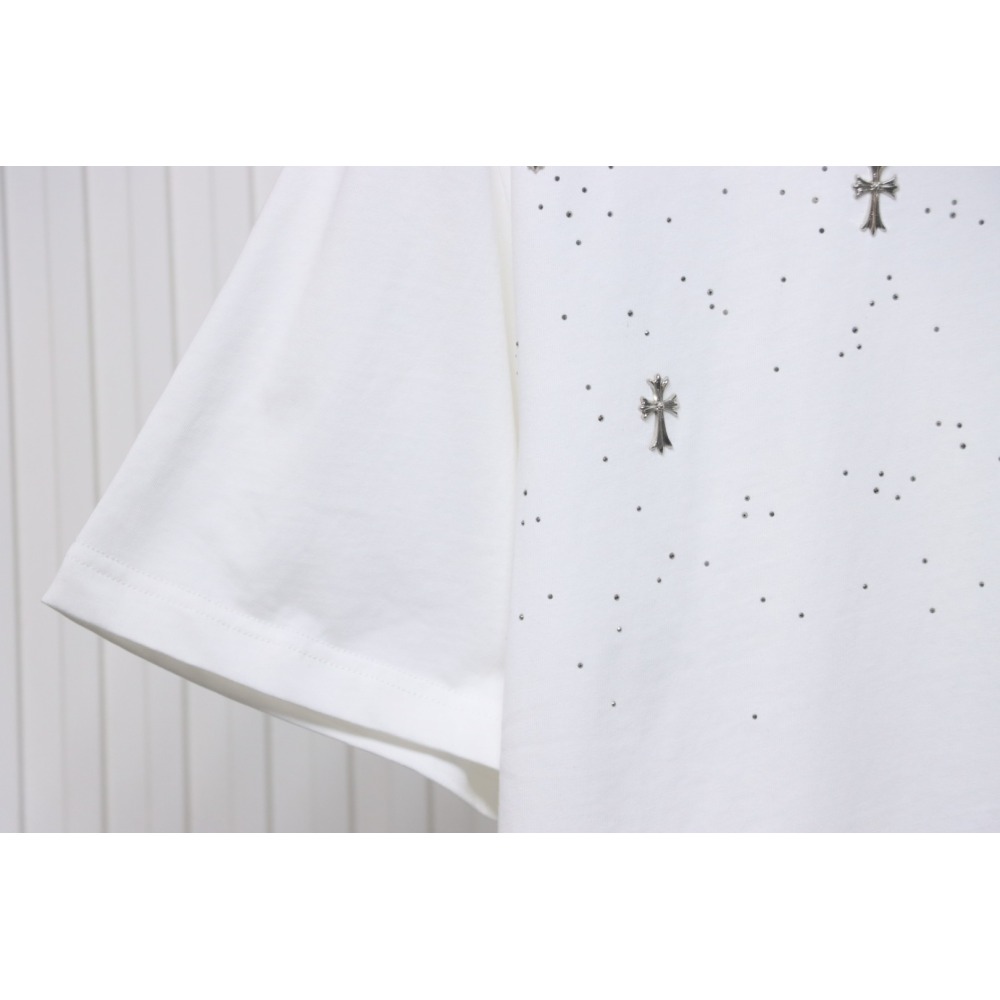 Chrome Hearts White Cross Sequin T-Shirt