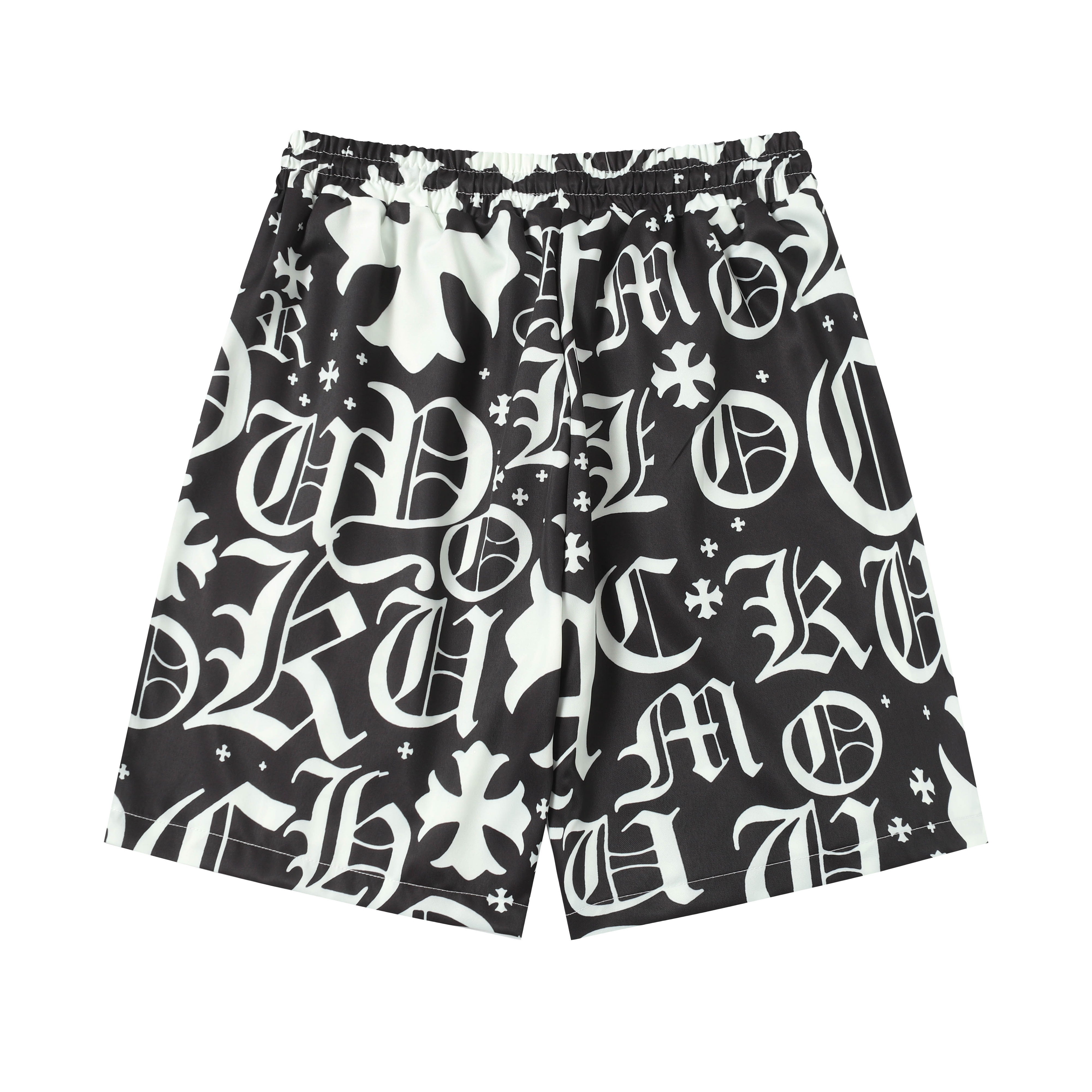 Coco Shoes Chrome Hearts Cross Silk Shirt & Shorts Black Set Flaming Lips