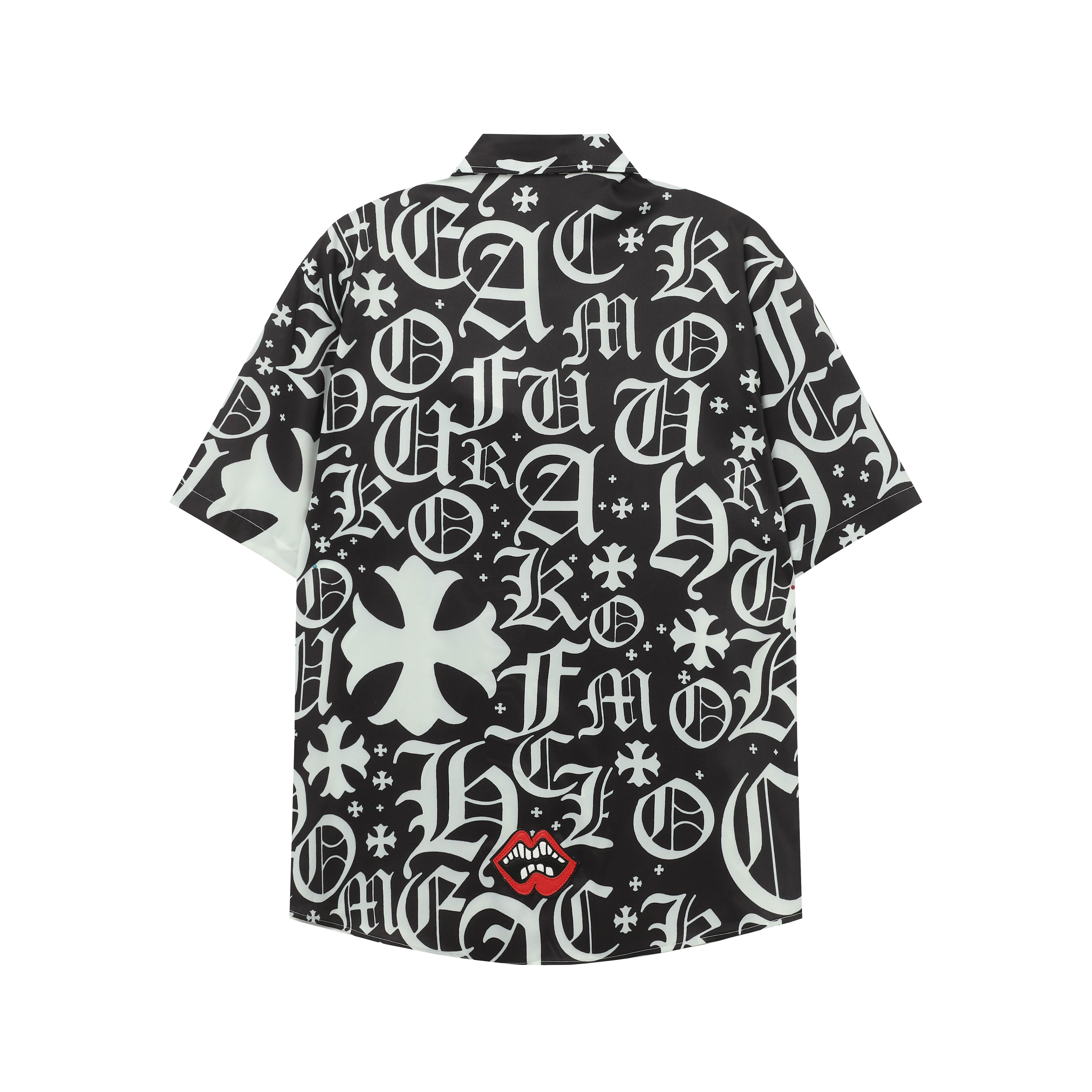 Coco Shoes Chrome Hearts Cross Silk Shirt & Shorts Black Set Flaming Lips