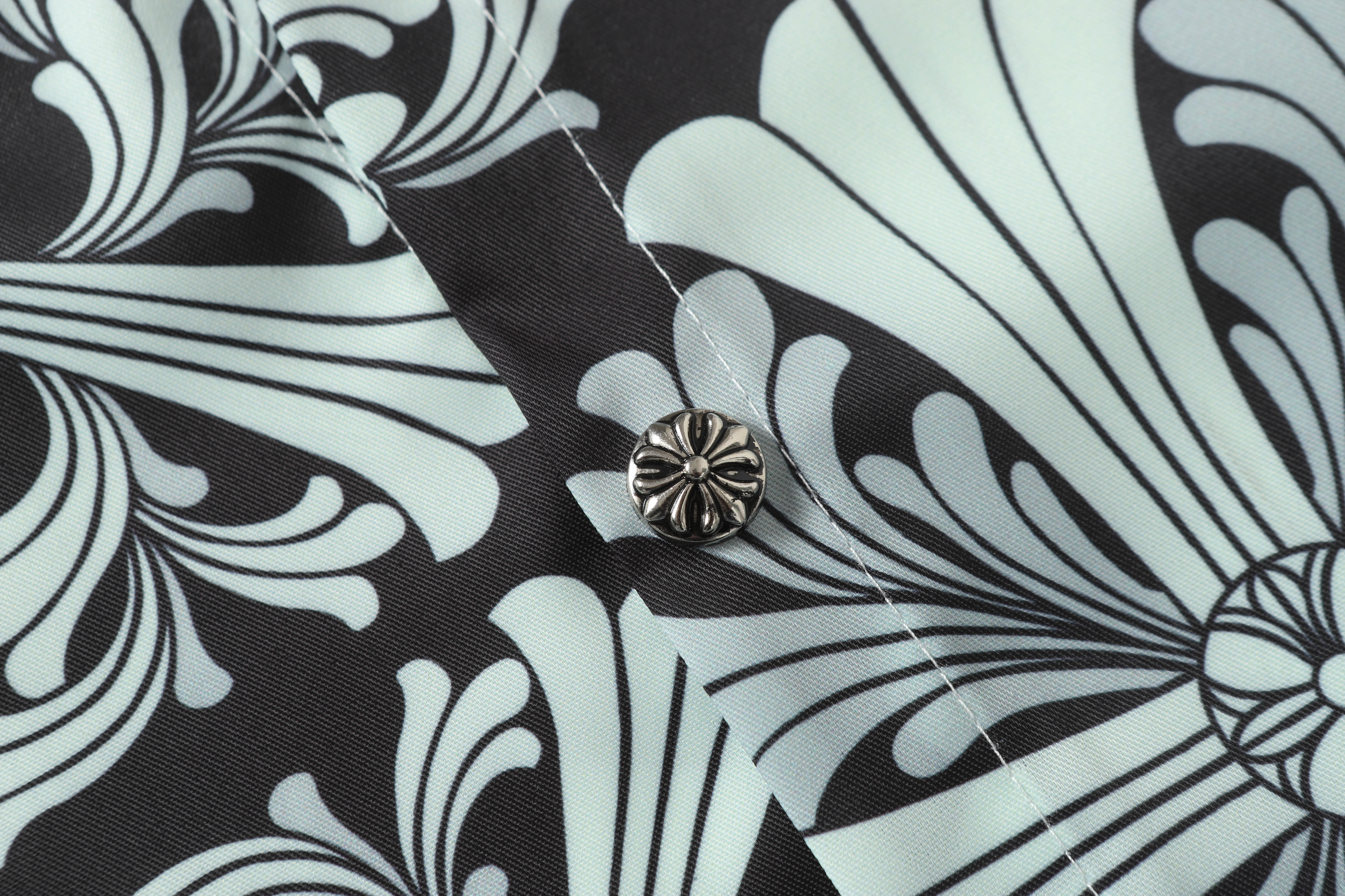 Chrome Hearts Cross Silk Shirt & Shorts Set Black