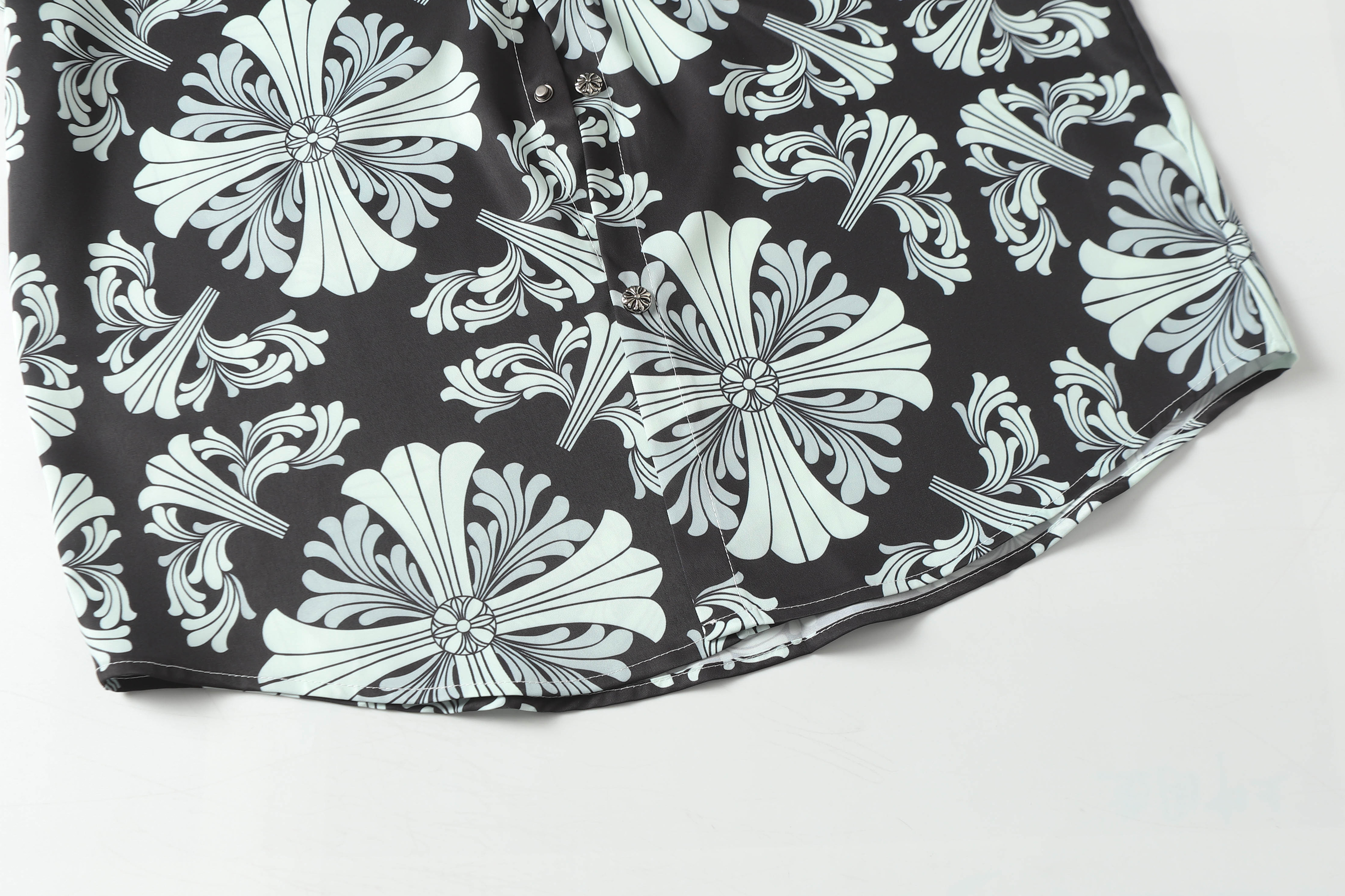 Chrome Hearts Cross Silk Shirt & Shorts Set Black