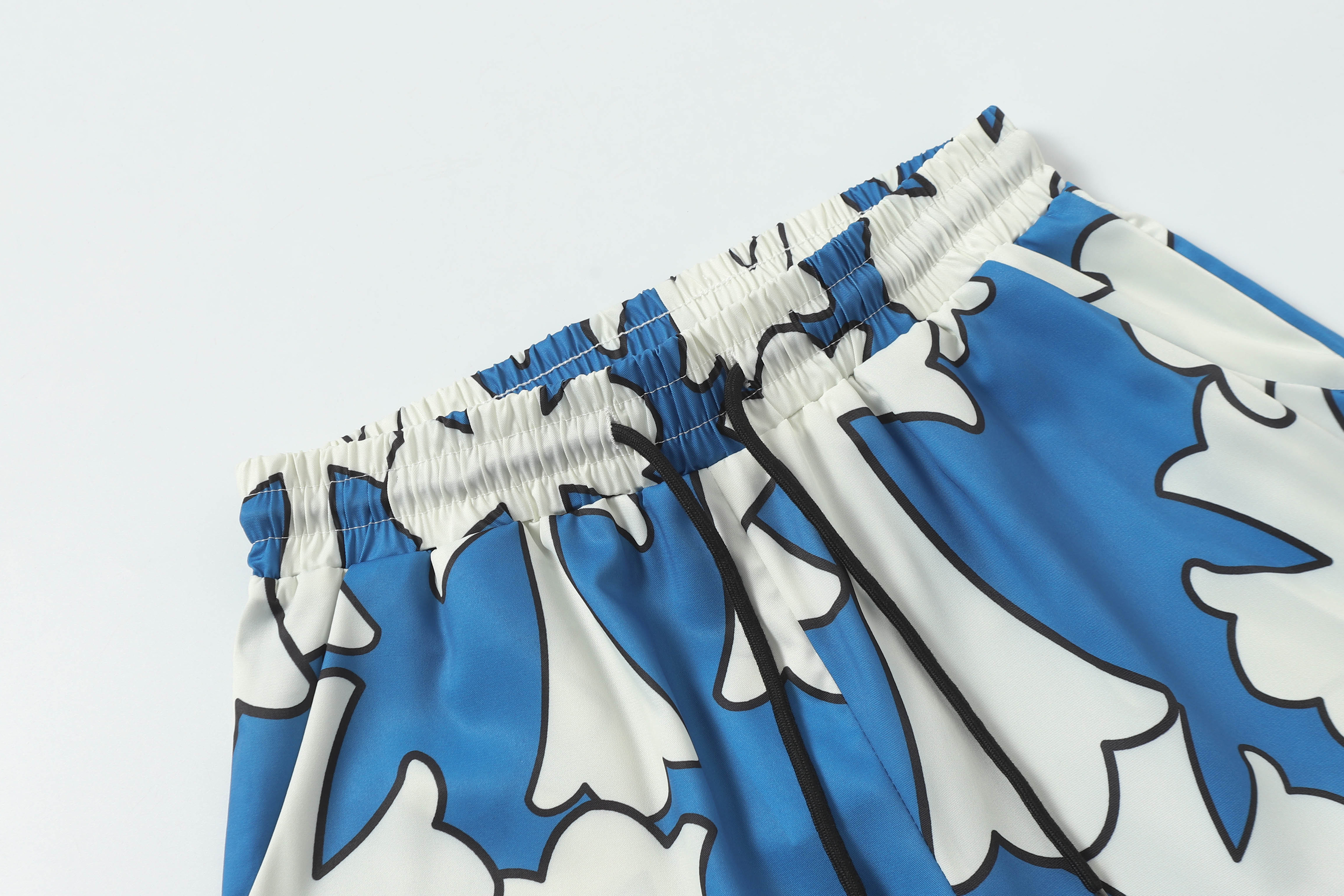 Chrome Hearts Cross Silk Shirt & Shorts Set Blue