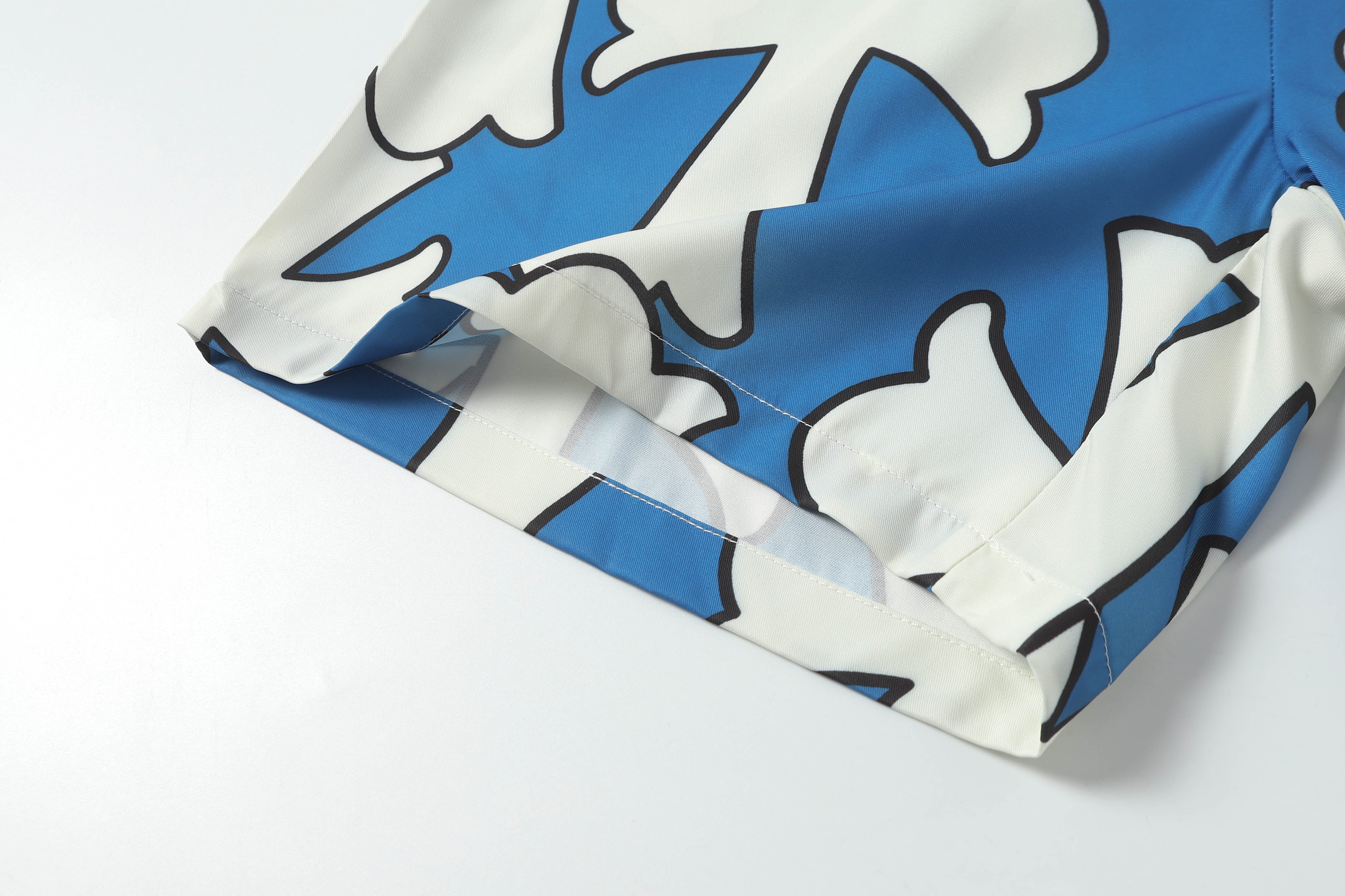 Chrome Hearts Cross Silk Shirt & Shorts Set Blue