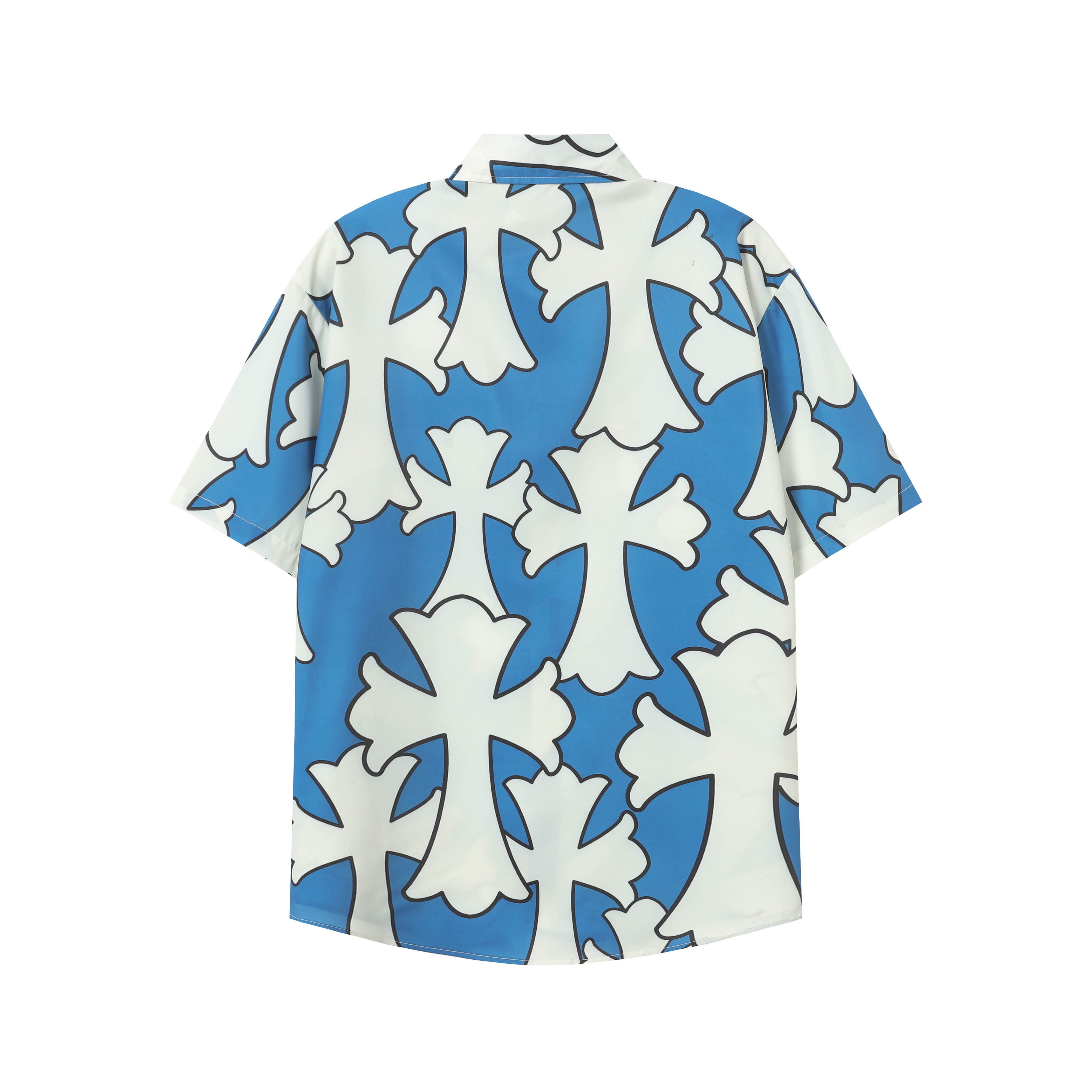 Chrome Hearts Cross Silk Shirt & Shorts Set Blue