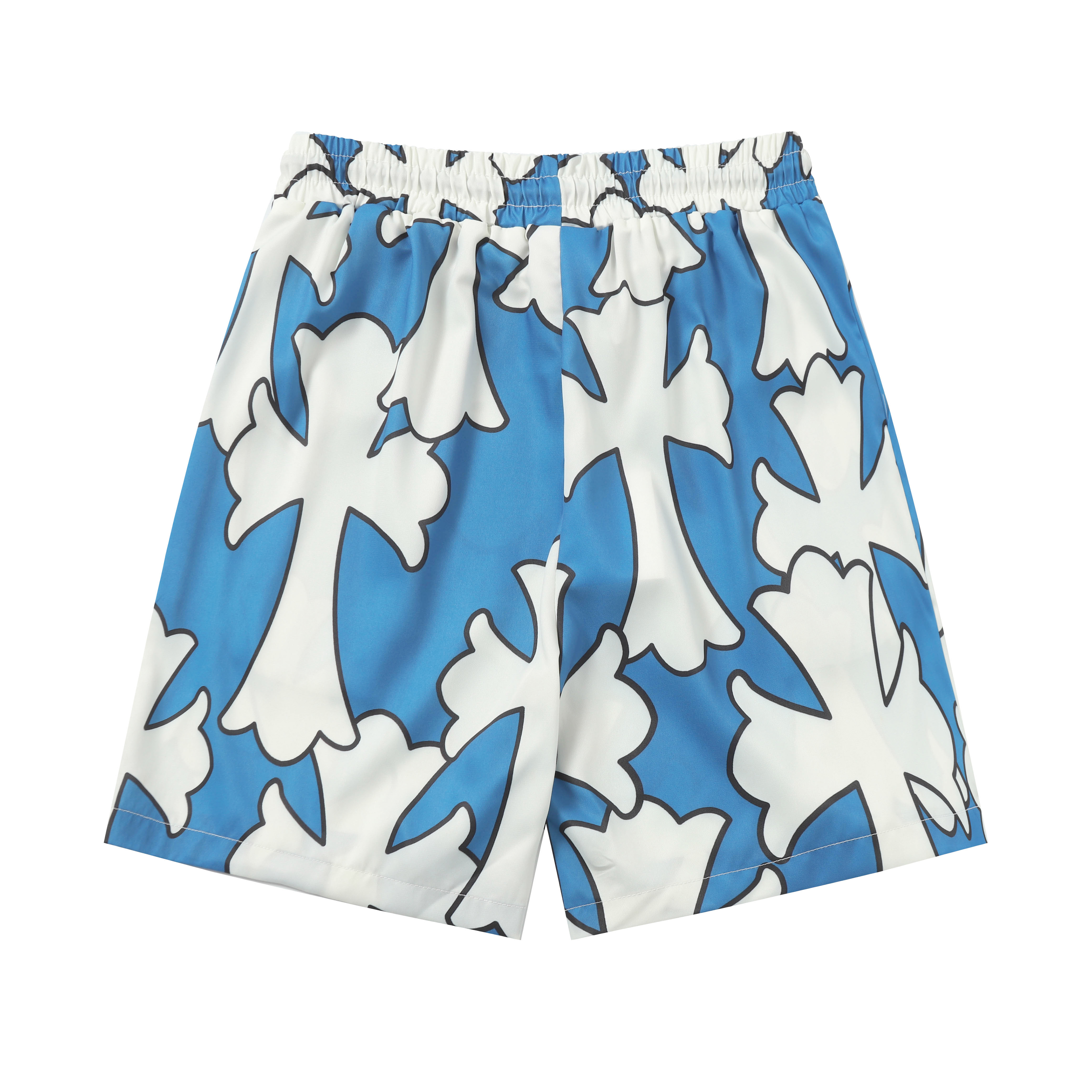 Chrome Hearts Cross Silk Shirt & Shorts Set Blue