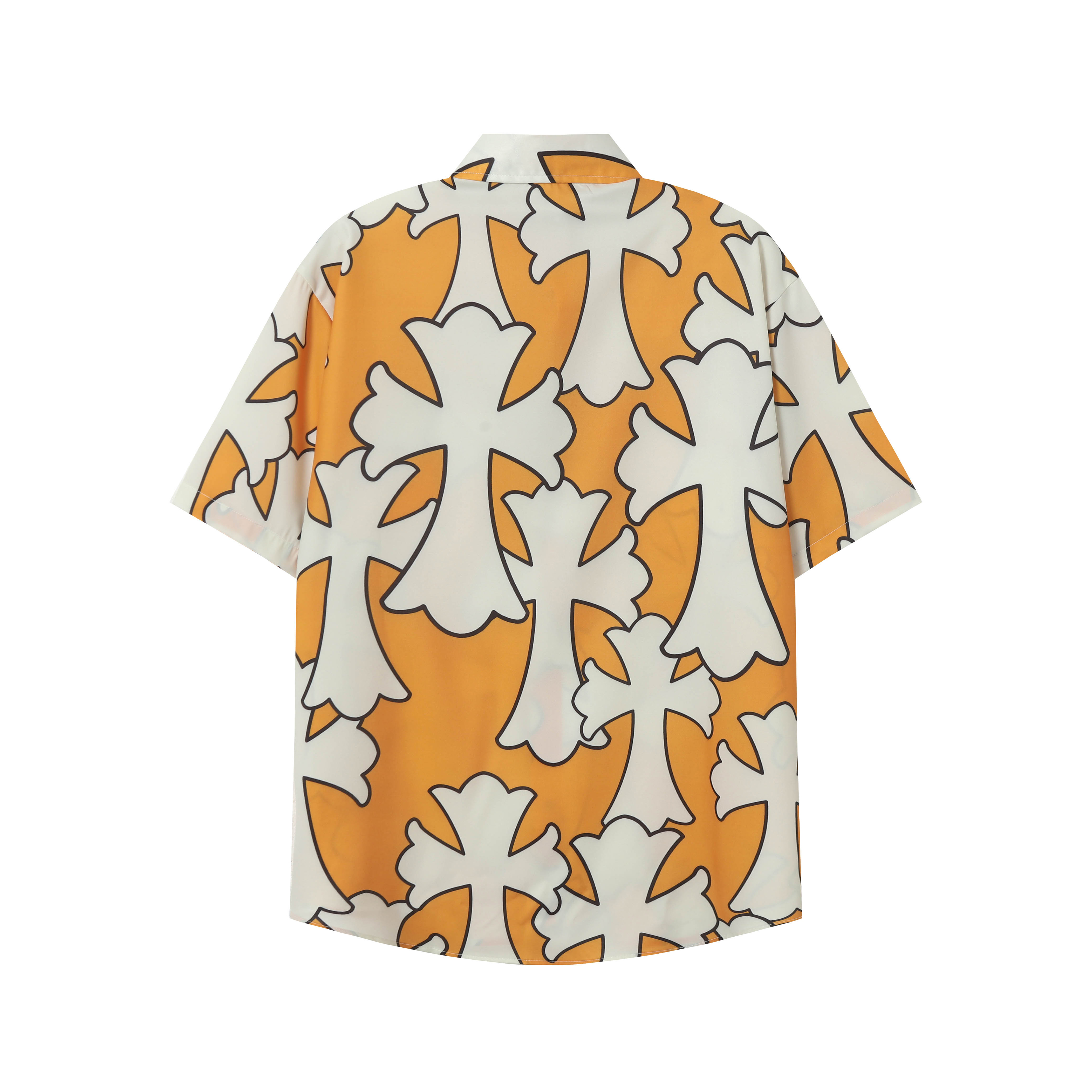 Chrome Hearts Cross Silk Shirt & Shorts Set Orange White
