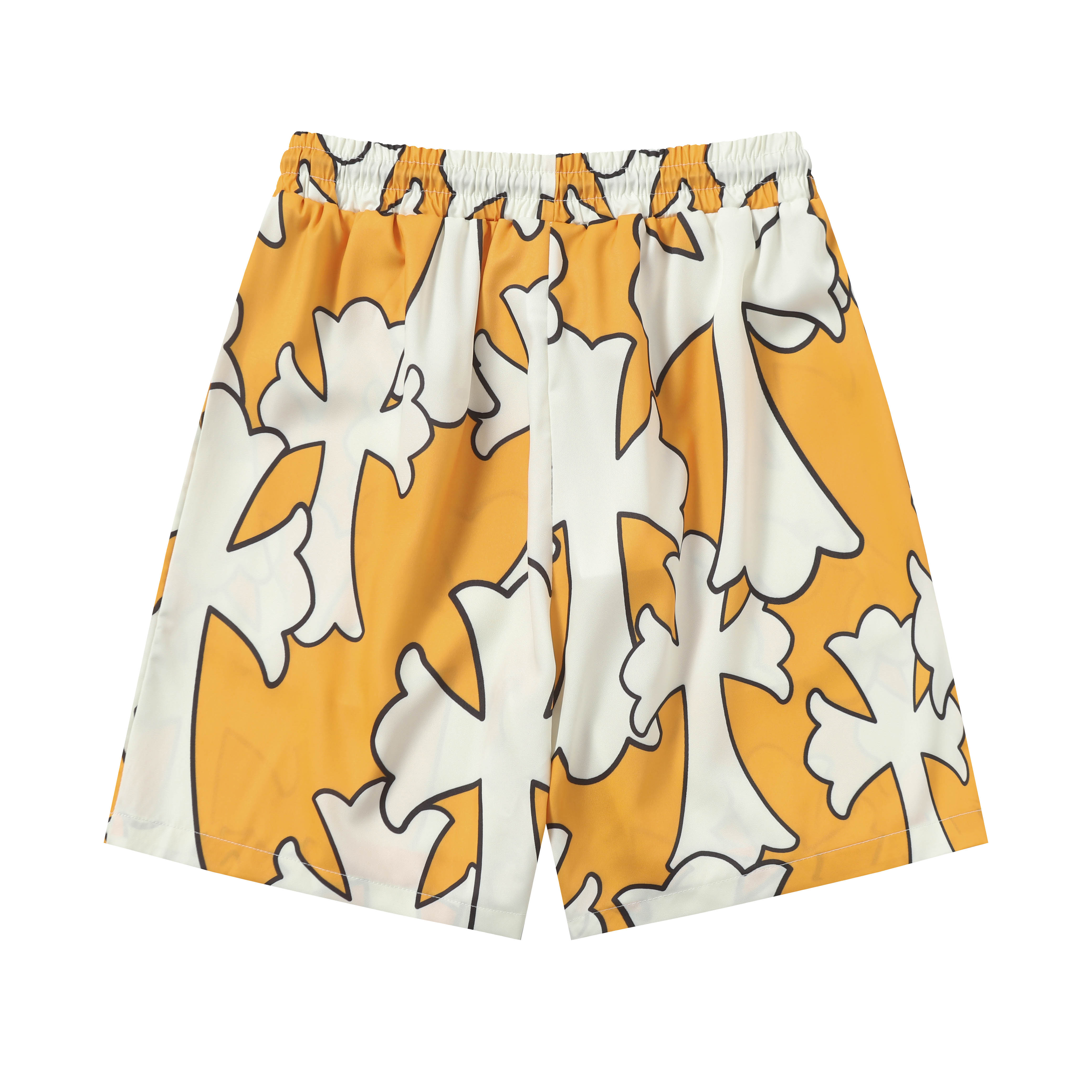 Chrome Hearts Cross Silk Shirt & Shorts Set Orange White