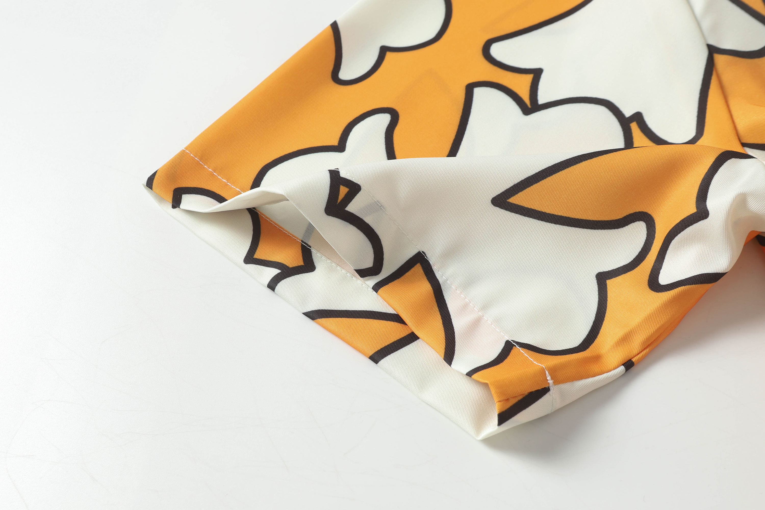 Chrome Hearts Cross Silk Shirt & Shorts Set Orange White