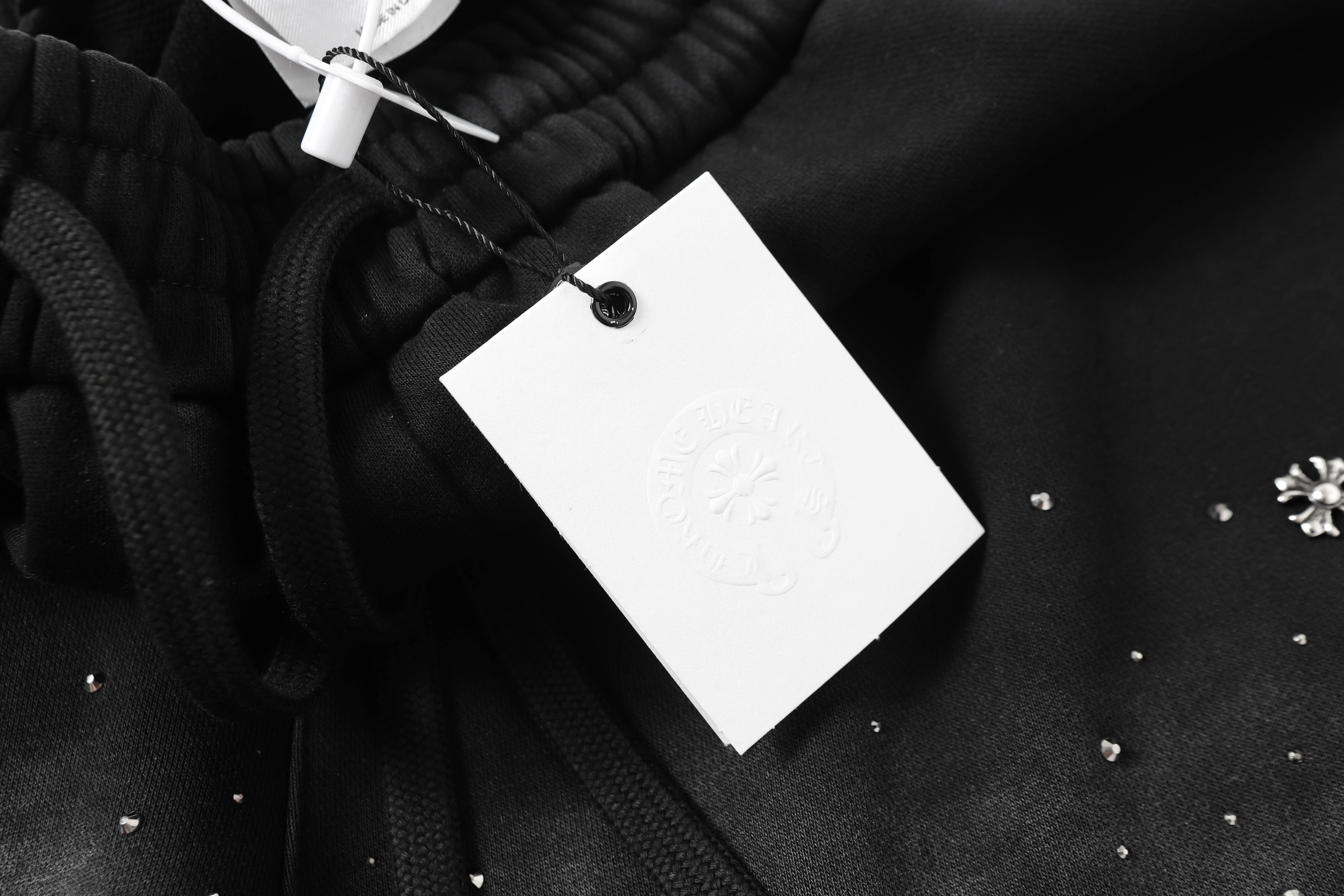 Chrome Hearts Rhinestone Drawstring Casual Versatile Shorts #2280 Black