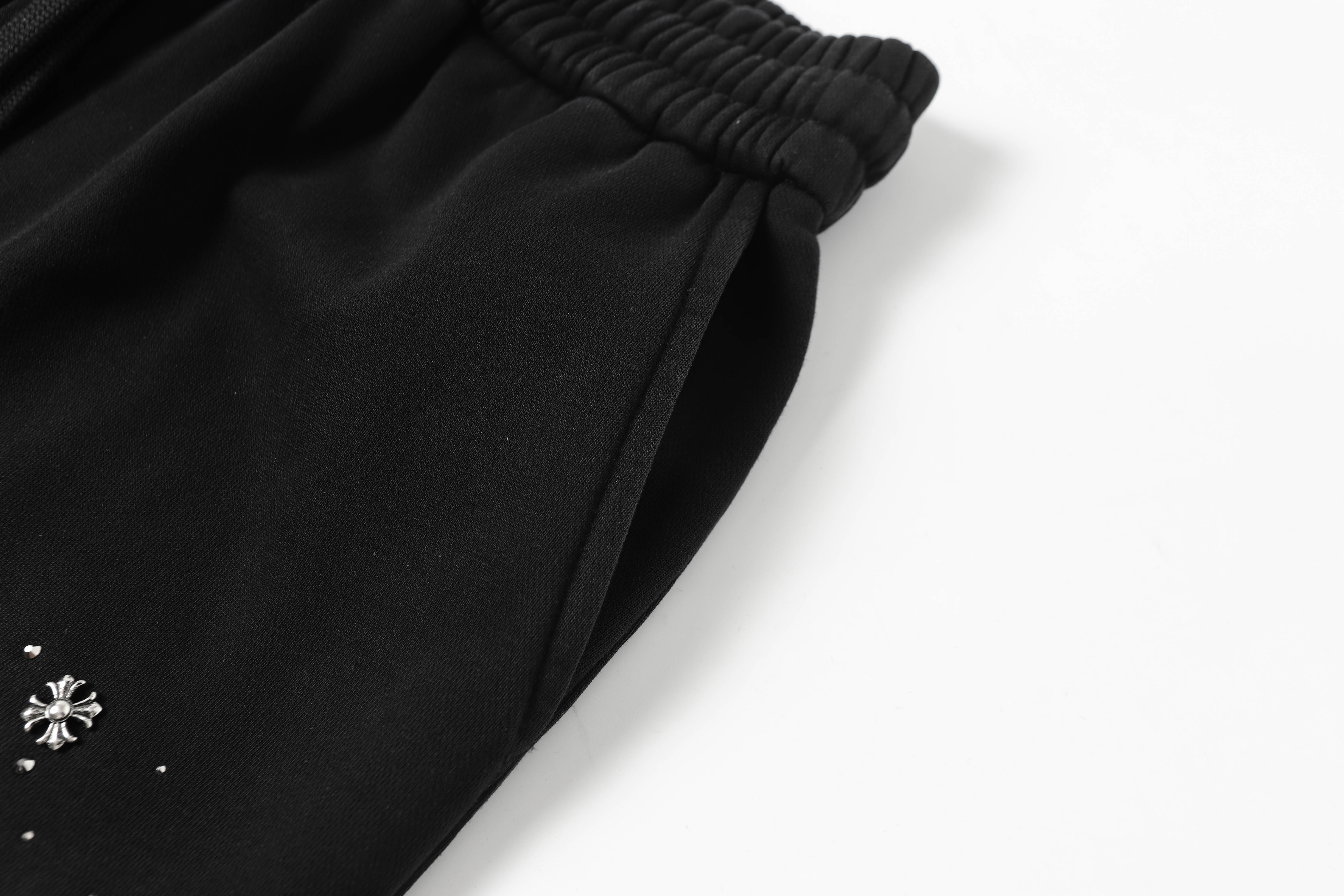 Chrome Hearts Rhinestone Drawstring Casual Versatile Shorts #2280 Black