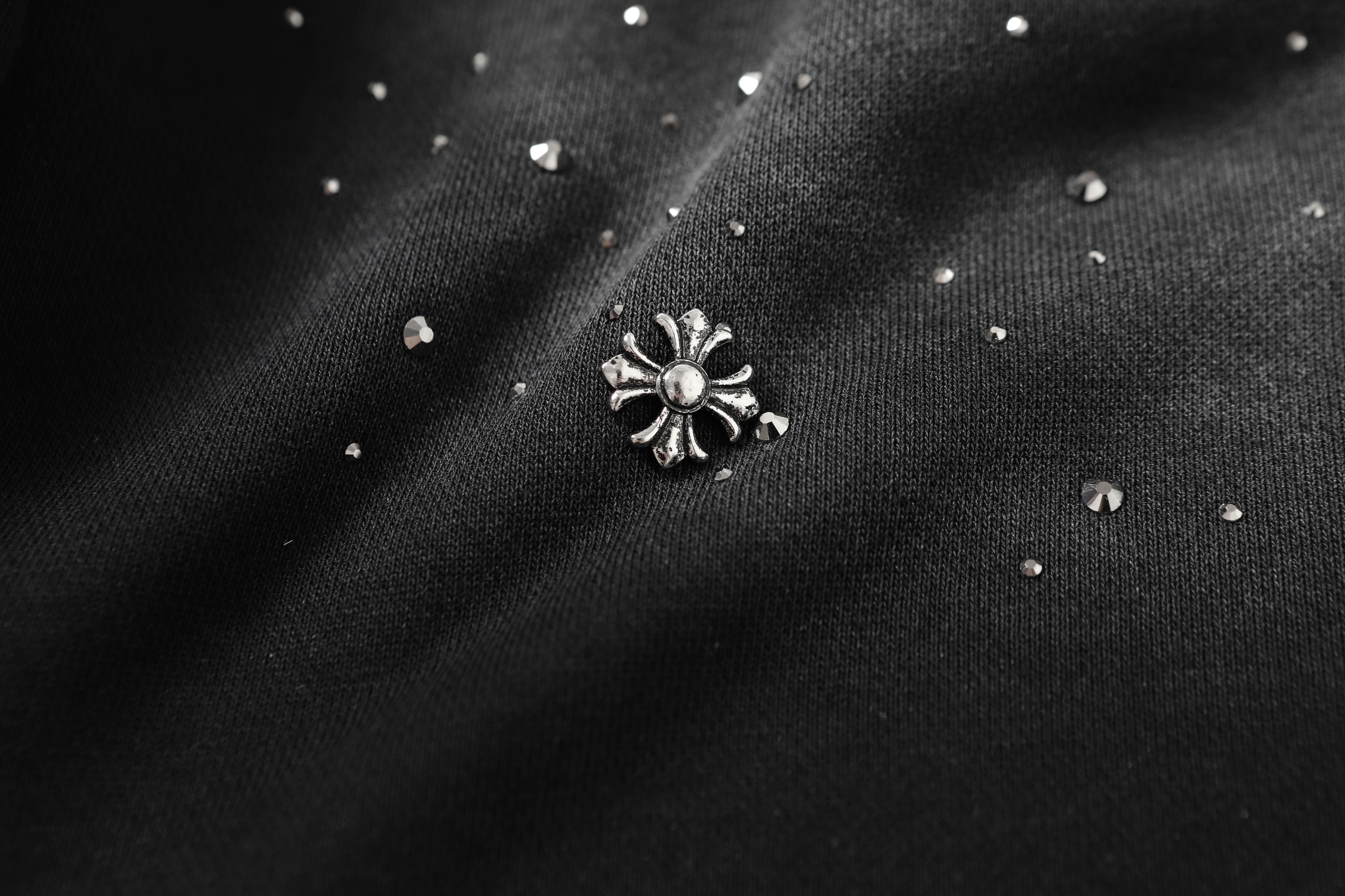 Chrome Hearts Rhinestone Drawstring Casual Versatile Shorts #2280 Black