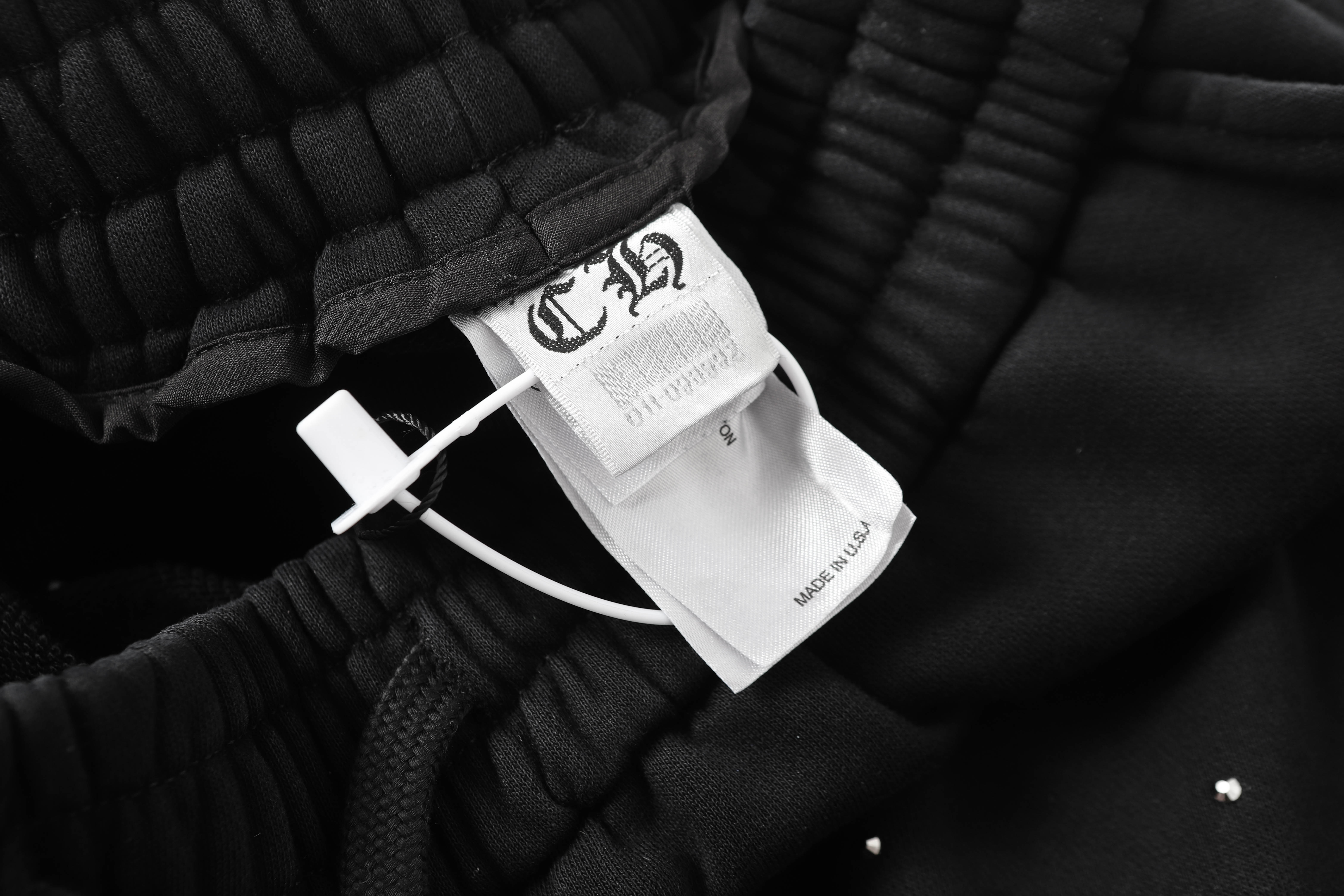 Chrome Hearts Rhinestone Drawstring Casual Versatile Shorts #2280 Black