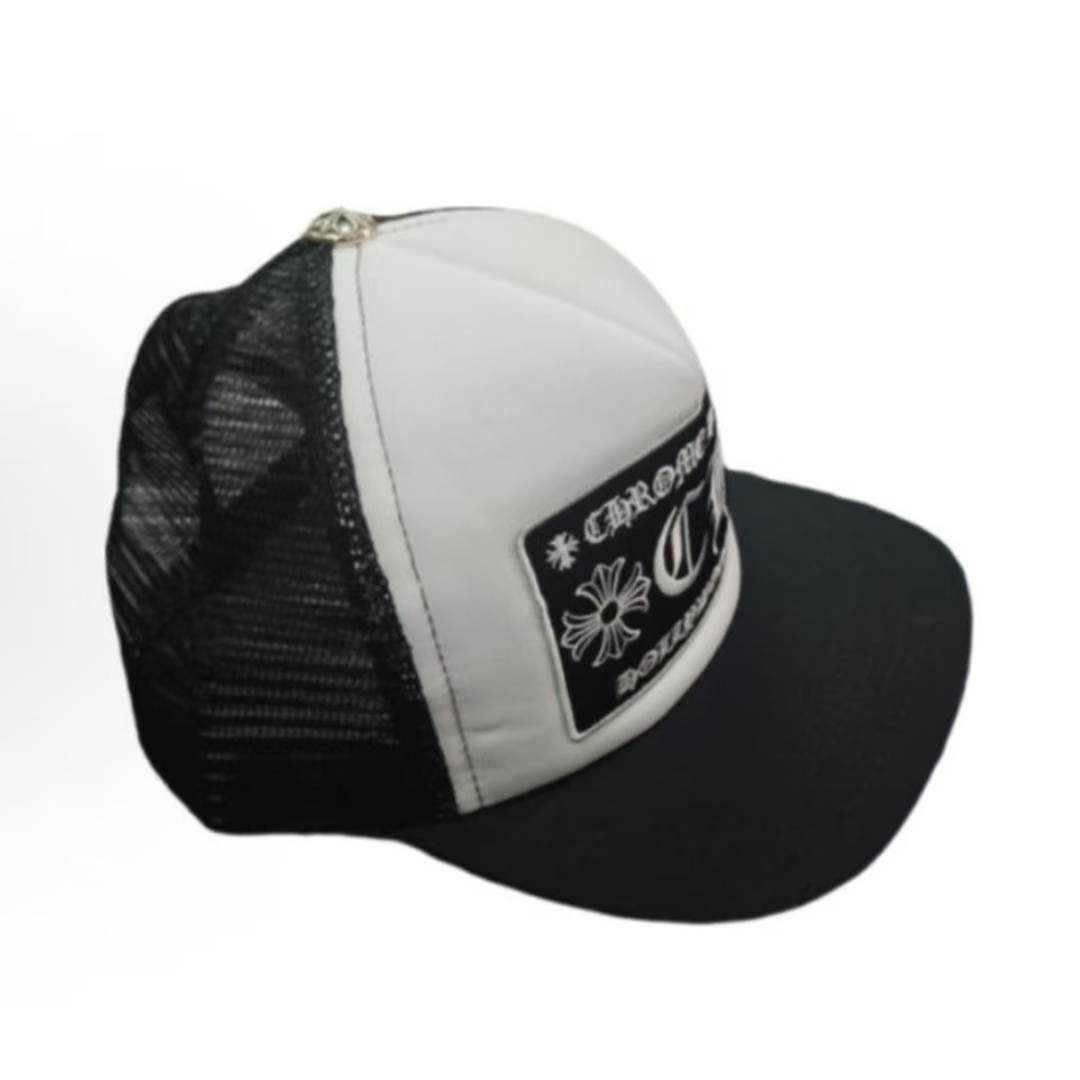 Chrome Hearts CH Hollywood Trucker Hat Black White