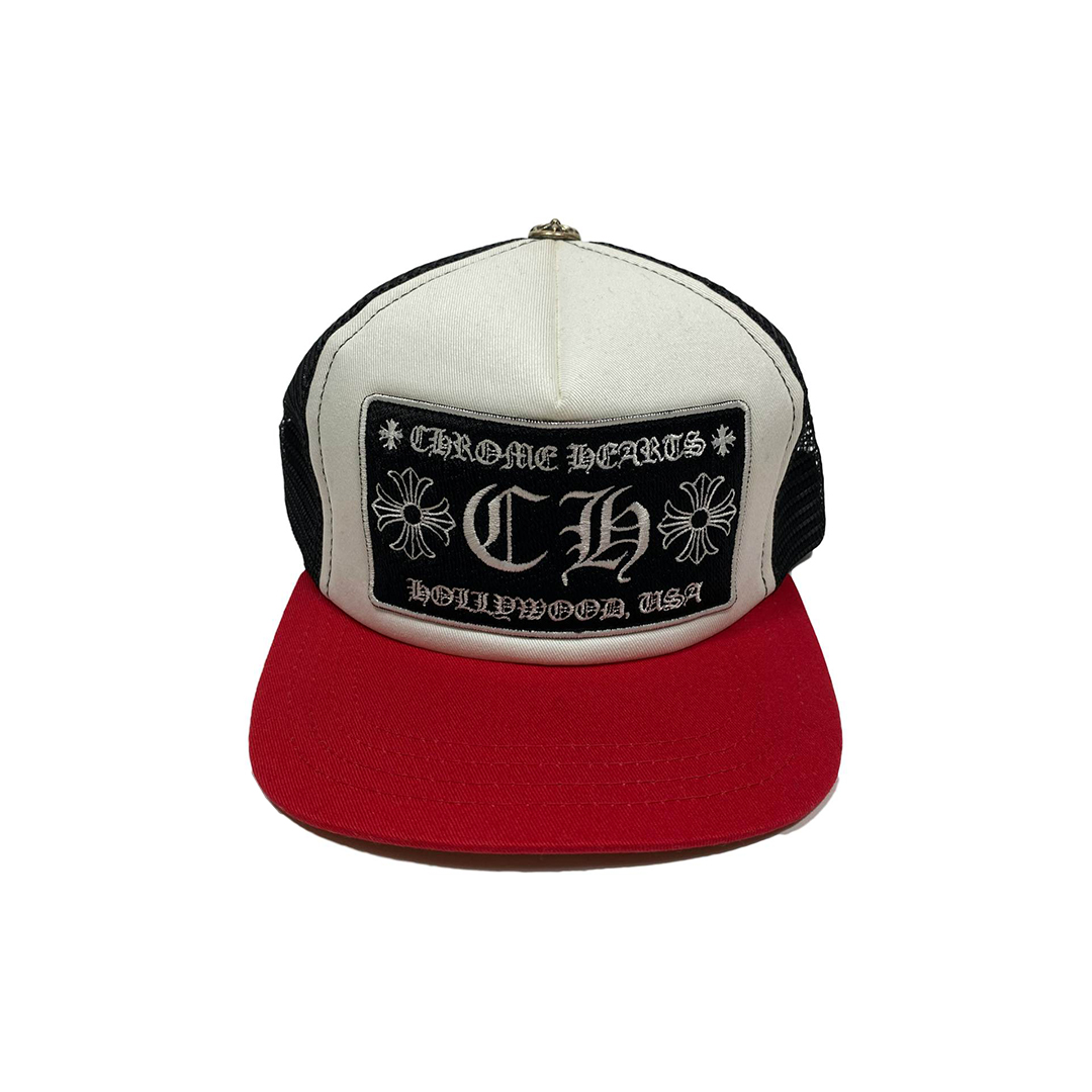 Chrome Hearts CH Hollywood Trucker Hat Red Black White