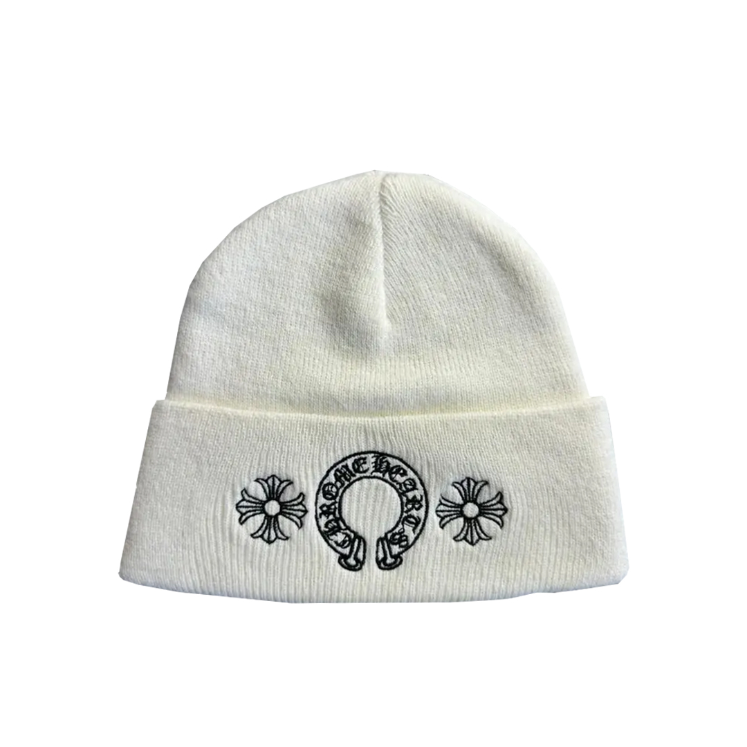 Chrome Hearts Cream White Horseshoe Beanie