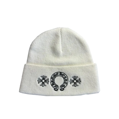 Chrome Hearts Cream White Horseshoe Beanie 01