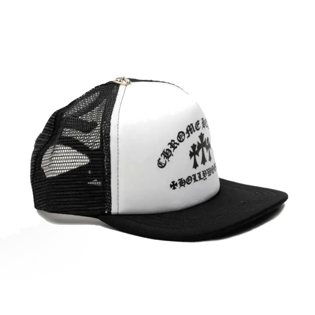 Coco Shoes Chrome Hearts Hollywood Cross "King Taco" Trucker Cap Black White