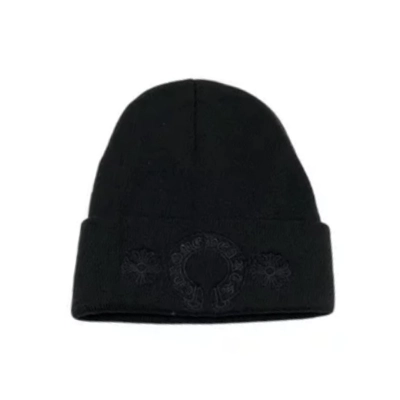 Chrome Hearts Horseshoe Black Beanie 01
