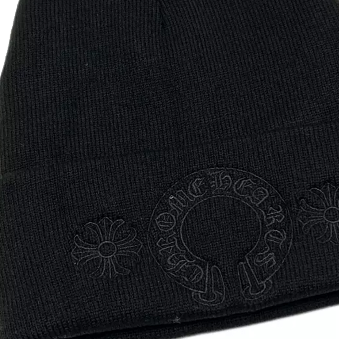 Chrome Hearts Horseshoe Black Beanie
