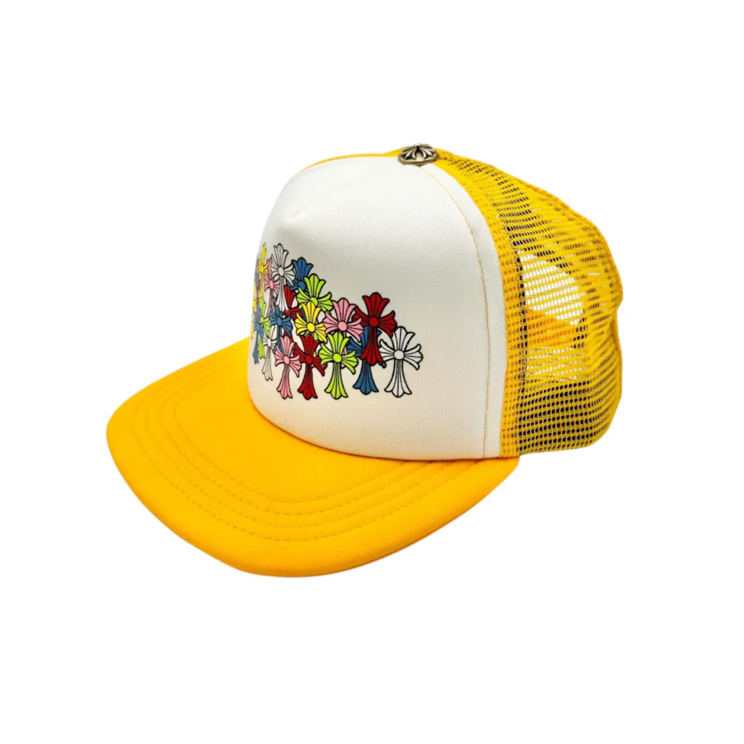 Coco Shoes Chrome Hearts Multi Color Crosses Trucker Hat Yellow