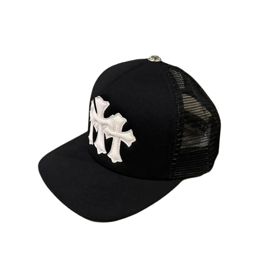Chrome Hearts Triple Cross White Leather Patch Black Hat