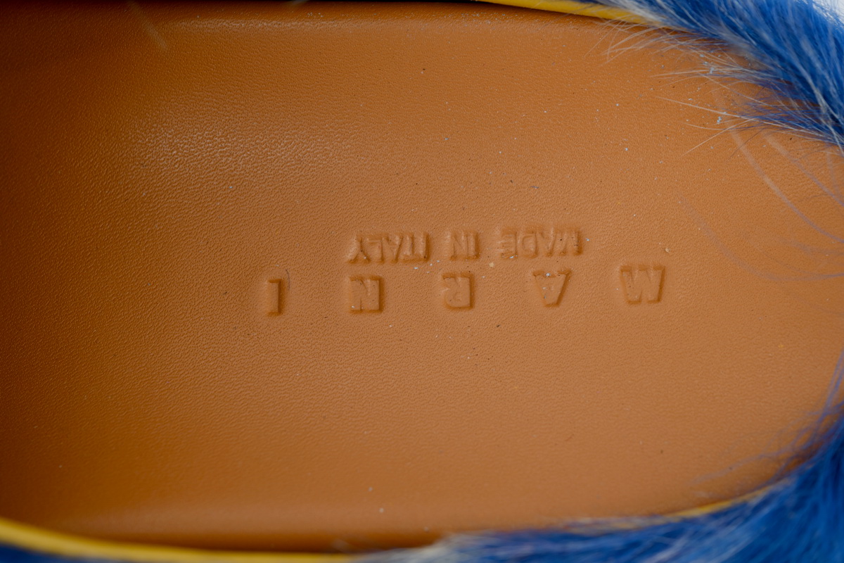 Coco Shoes Marni Long-hair Calfskin Fussbett Tie Dye White Blue